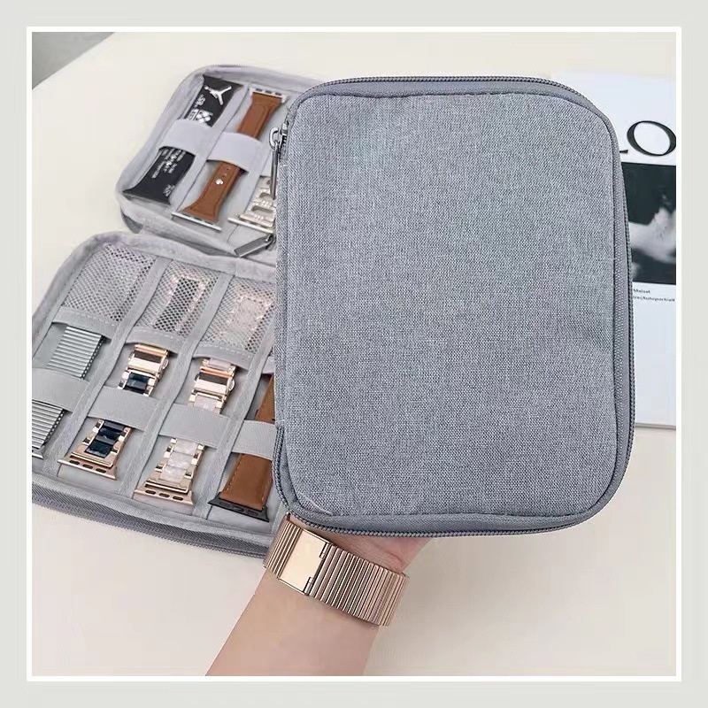กล่องเก็บนาฬิกาออแกไนเซอร์เดินทางแบบพกพาพกสําหรับฉันดูสายนาฬิกาสายนาฬิกาออแกไนเซอร์กระเป๋าสําหรับเครื่องชาร์จนาฬิกาอัจฉริยะชุดหูฟังอุปกรณ์ว - รูปที่ 4