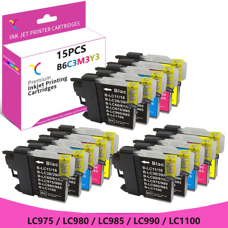 YC LC980 หมึกพิมพ์ LC985 ตลับหมึก LC-1100 เข้ากันได้กับ MFC-J800D J800DW J805D J805DW J8