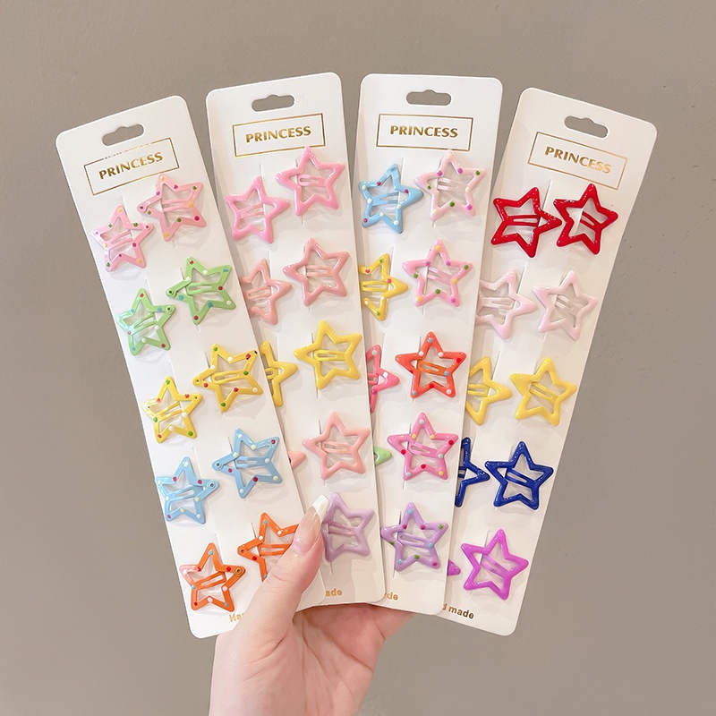 ใหม่ กิ๊บติดผม รูปดาวน่ารัก สีสันสดใส เครื่องประดับแฟชั่น สําหรับเด็กผู้หญิง 10 ชิ้น