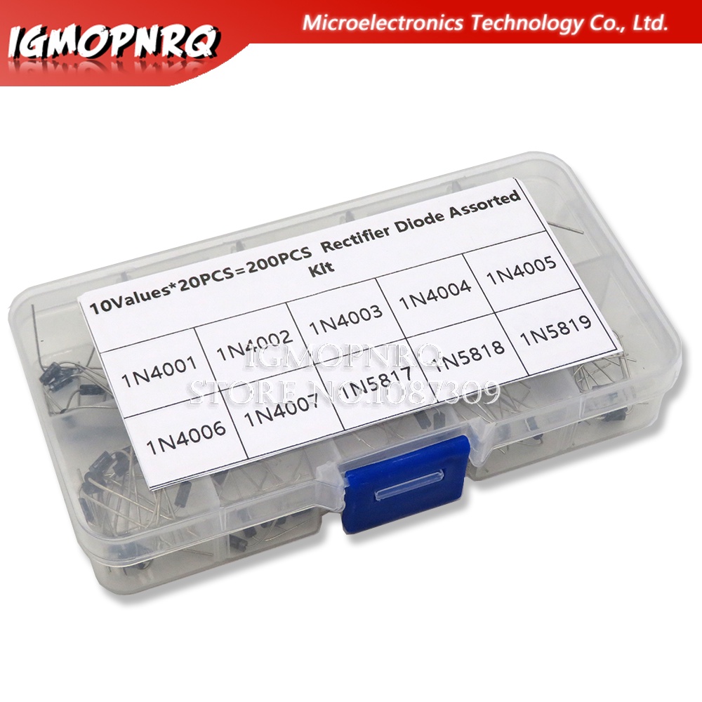 100 ชิ ้ น 10 ค ่ า Rectifier ไดโอดสารพันชุด 1N4001 1N4002 1N4003 1N4004 1N4005 1N4006 1N4007 1N5817 1N5818 1N5819 พร ้ อมกล ่ อง