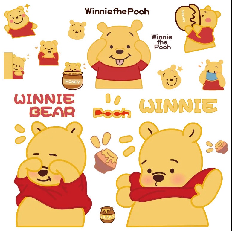 สติกเกอร์ ลายการ์ตูนหมีพูห์ กันน้ํา แบบสร้างสรรค์ สําหรับติดตกแต่งรถยนต์ แท็บเล็ต คอมพิวเตอร์ โทรศัพท์มือถือ กระเป๋าเดินทาง