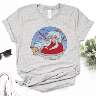 เสื้อยืด พิมพ์ลายการ์ตูนอนิเมะ Inuyasha สไตล์ญี่ปุ่น สตรีท สําหรับผู้หญิง