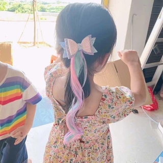 ใหม่ น่ารัก โบว์ หยิก วิกผม เด็กผู้หญิง กิ๊บติดผม เด็ก เครื่องประดับผม