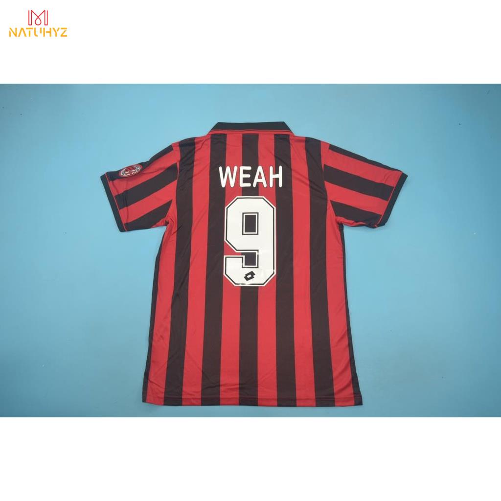 เสื้อกีฬาแขนสั้น ลายทีมชาติฟุตบอล Milan 96-97 ชุดเหย้า สไตล์เรโทร
