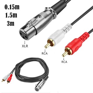 สายเคเบิลข้อมูล rca 2RCA เป็น XLR Canon ตัวผู้ ตัวเมีย สายเคเบิลสัญญาณเสียงคู่ เป็น Canon 0.15 1.5 3 ม.