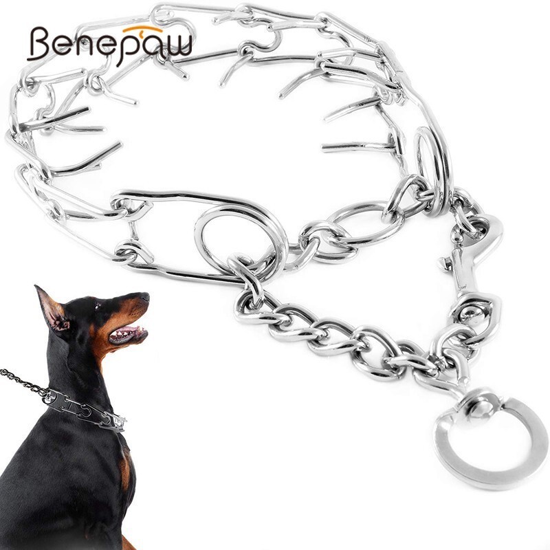 Benepaw ปลอกคอฝึกสุนัข ปลอกคอโลหะ โซ่ฝึกความอ้วน เดินง่าย แก้ไขคําสั่ง เค้นคอ เพื่อหยุดดึง