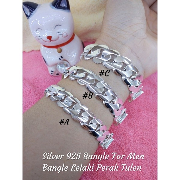 กําไลข้อมือ 925 สีเงินสําหรับผู้ชาย*Rantai Tangan Perak Tulen*