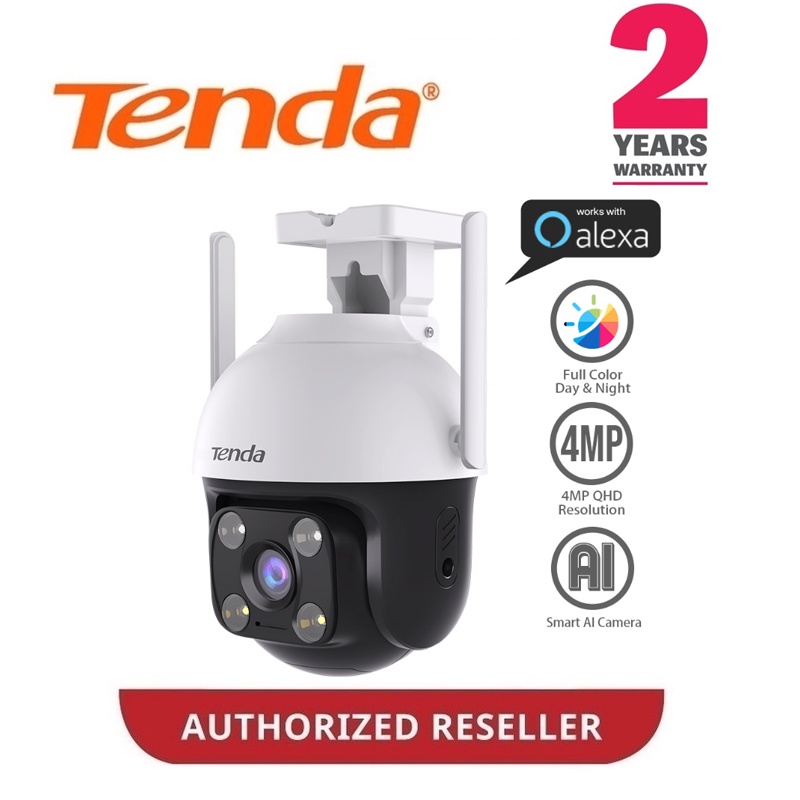 TENDA CH7-WCA 4MP OUTDOOR WI-FI PAN/TILT กล้อง AI SMART FULL COLOR TENDA CH7