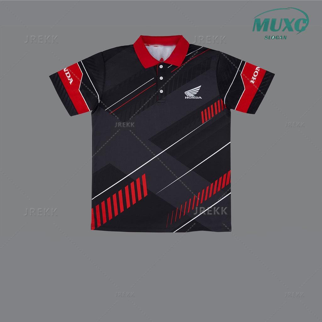 【ฟรีชื่อและตัวเลขที่กําหนดเอง】2023HONDA POLO BLACK เสื้อโปโลฮอนด้า สีดำ