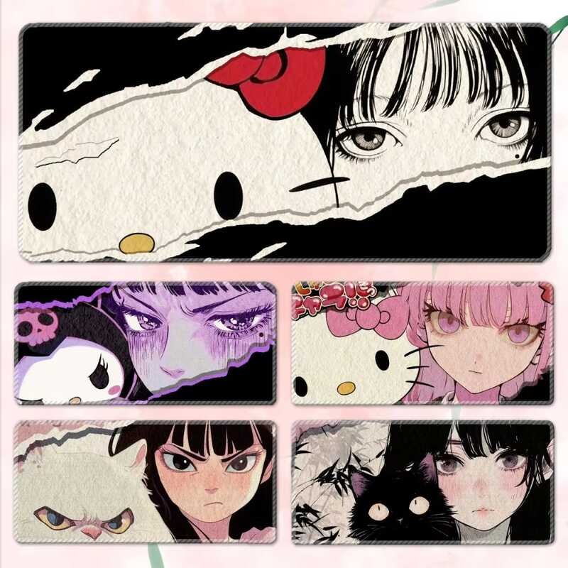 แผ่นรองเมาส์ Hello Kitty Tomie Junji Ito แผ่นรองโต๊ะเขียนสํานักงานแป้นพิมพ์แผ่นรองเมาส์เกมสร้างสรรค์