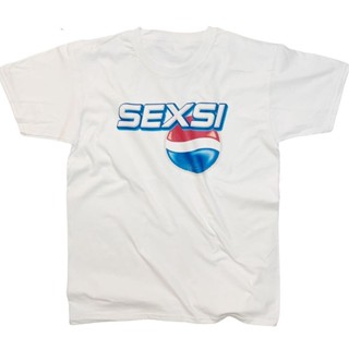 เสื้อยืด พิมพ์ลายโลโก้ Pepsi Sexsi Funny Meme สีขาว สําหรับผู้ชาย