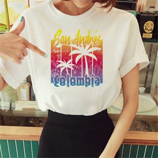 เสื้อยืด พิมพ์ลายมังงะ Colombia ตลก สําหรับผู้หญิง