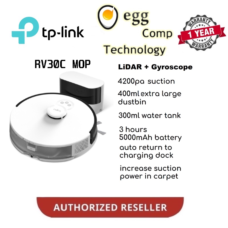 TP-Link Tapo RV30C Mop Plus & RV30C Mop Robot Vacuum & Mop Combo LiDAR & Gyro Dual Navi System Smart