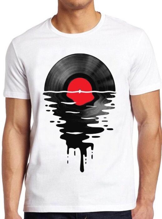 เสื้อยืด พิมพ์ลาย Melting Vinly Dripping Cool Record DJ Music Gift Tee 84