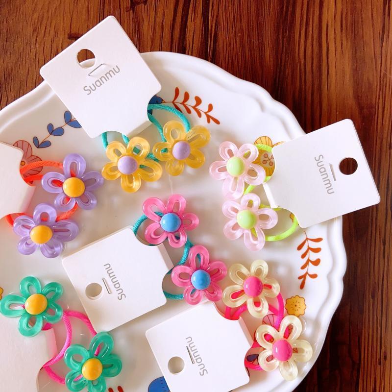 2 ชิ้น น่ารัก โปร่งใส ไม่สม่ําเสมอ ดอกไม้กลวง เด็กผู้หญิง ยืดหยุ่น ยางรัดผม เด็ก เครื่องประดับผม