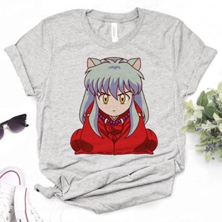 เสื้อยืด พิมพ์ลายการ์ตูนอนิเมะ Inuyasha Y2K 2000s สไตล์สตรีท สําหรับผู้หญิง