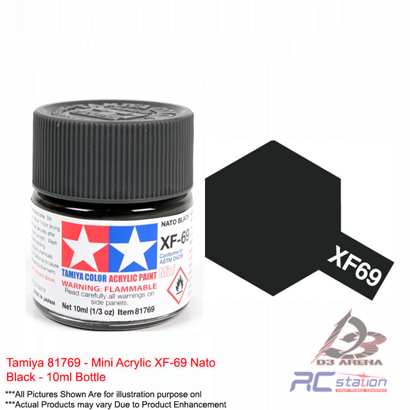 Tamiya 81769 - ขวด Mini Acrylic XF-69 Nato Black - 10ml
