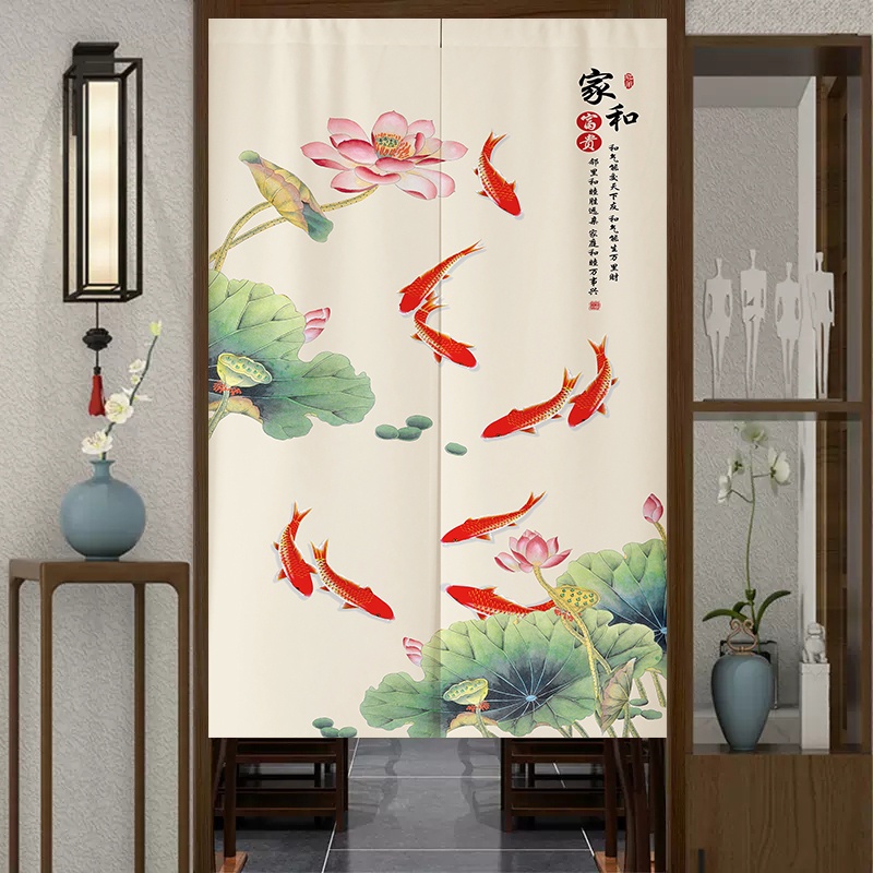 แนะนำ ผ้าม่าน ผ้าม่าน ลายเก้าปลา ดอกบัว สไตล์จีน สําหรับแขวนตกแต่งประตู ทางเข้า ห้องนอน ห้องน้ํา ราคาพิเศษ มีเก็บเงินปลายทาง