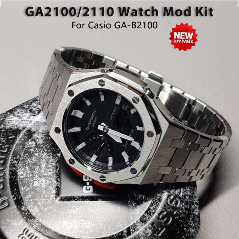 Ak AP สายเหล็ก + ฝาสำหรับ G-Shock Ga-2100/2110 Ga-B2100รุ่นที่สามการป