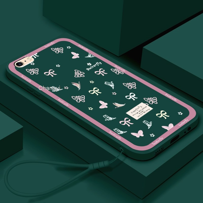 สําหรับ IPhone 6 6S A1549 A1586 A1589 A1522 สร้อยข้อมือดอกไม้น่ารักสีชมพู Bowknot Case