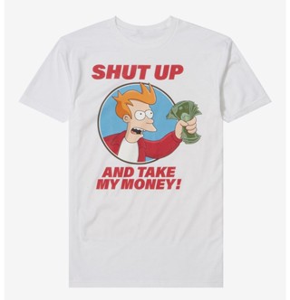 เสื้อยืด พิมพ์ลาย Futurama Shut Up And Take My Money สําหรับผู้ชาย