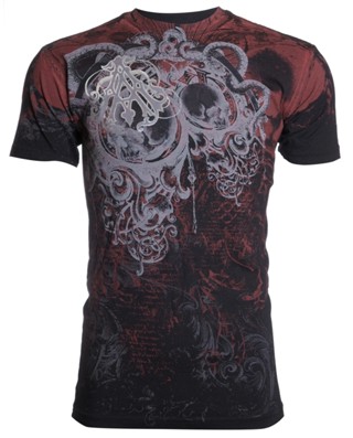 เสื้อยืด พิมพ์ลาย Archaic By Affliction STURZHEIM Cross สีดํา สําหรับผู้ชาย