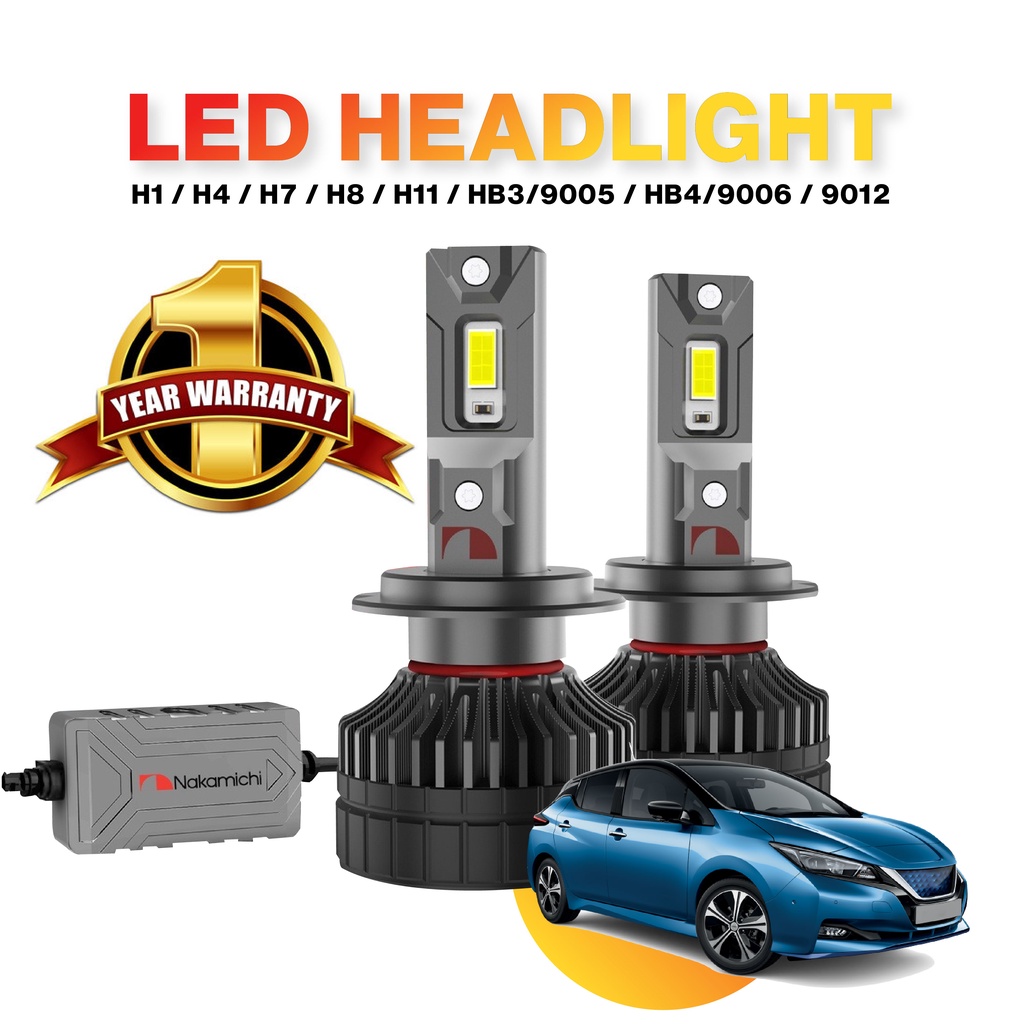 NISSANadeLeaf 2PCS Nakamichi LED ไฟหน้า Foglight H4 H8/H11 4300K/6000K Hi/Lo Beam เปลี่ยน