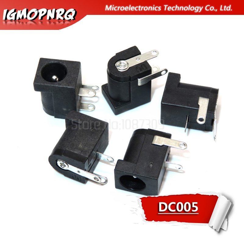 ซ็อกเก็ตแจ็คเชื่อมต่อ DC-005 DC005 5.5*2.1 มม. 2.1 ซ็อกเก็ต ทรงกลม สีดํา และสีขาว 10 ชิ้น