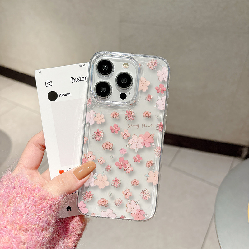 SAMSUNG แฟชั่นดอกไม้สีชมพูสดเคสโทรศัพท์สําหรับsamsung A02 A02S A03 A04 A04S A05 A05S A10 A10S A11A12 A13 A14 A15 A16 A20 A20 A20S A21S A23 M02 M10 นุ่ม