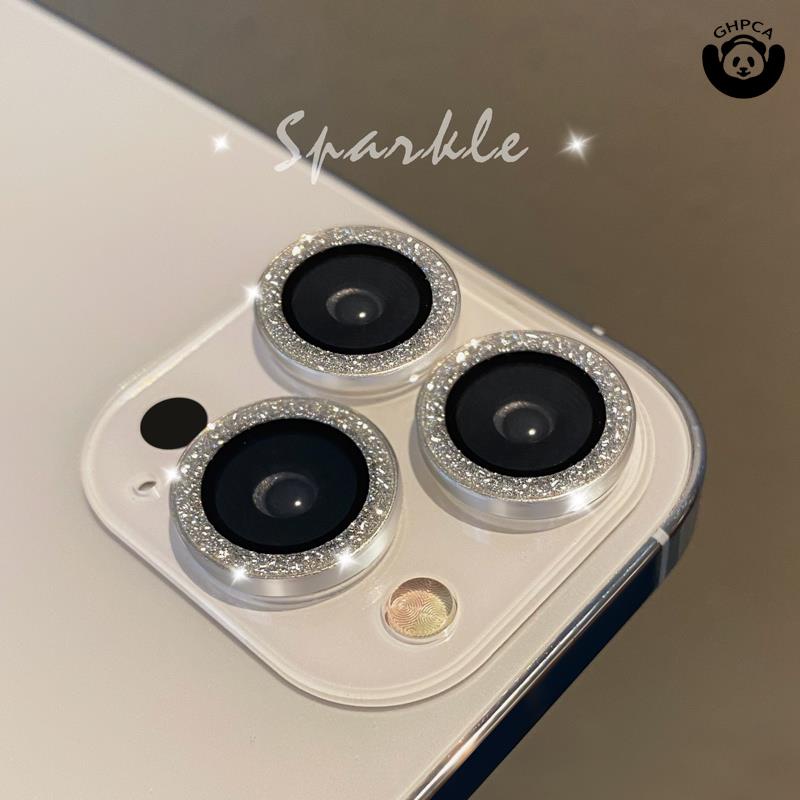 ((ครบชุด) ฟิล์มกันรอยเลนส์กล้อง กระพริบ หรูหรา สว่าง IPhone 15 14 13 12 11 Pro MAX กระจกกันตก กรอบรูปโลหะ ป้องกันกล้อง