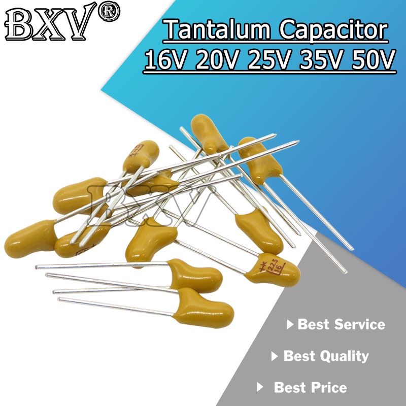 5PCS ใหม่ Tantalum Capacitor 16V 20V 25V 35V 50V 0.1UF 0.22UF 0.33UF 0.47UF 100UF 220UF 1UF 2.2UF 4.