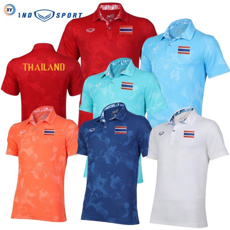 (XY) Grand Sport เสื้อโปโลแขนสั้นแกรนด์สปอร์ต เสื้อโปโลแบบซีเกมส์ เฟ็กธงชาติอกซ้าย-หลัง THAILAND 12-269