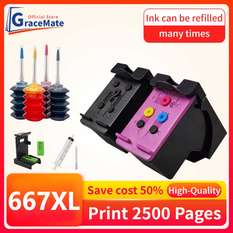 อะไหล่ทดแทนสำหรับ HP 667XL hp667 ตลับหมึก DeskJet Ink Advantage 1275 2374 2375 2376 2775 2776