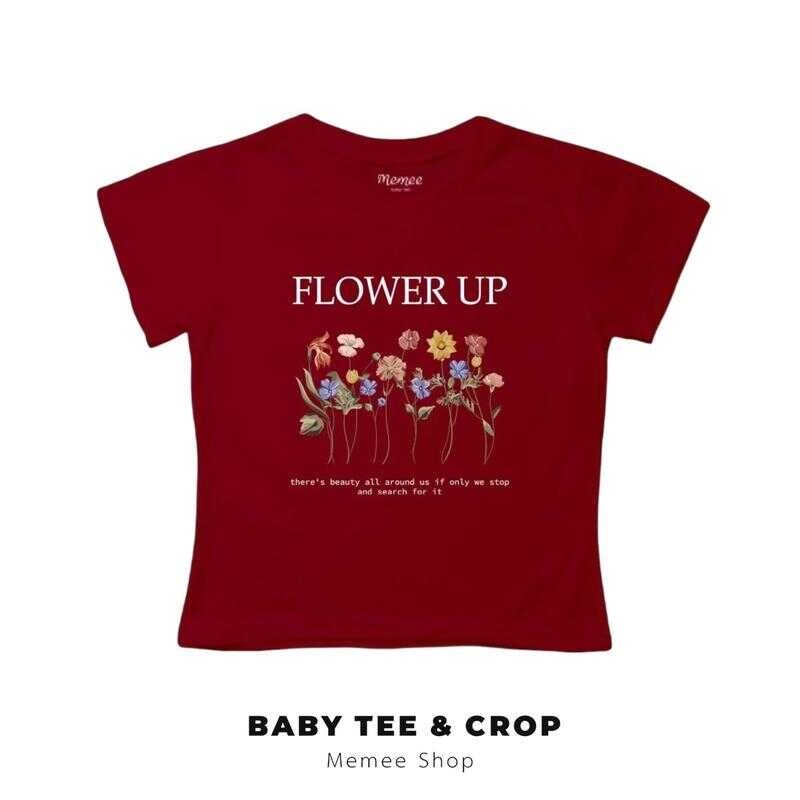 Memee ~ เสื้อยืดผ้าคอตตอน Baby Tee (Wer Up)เสื้อผู้หญิง
