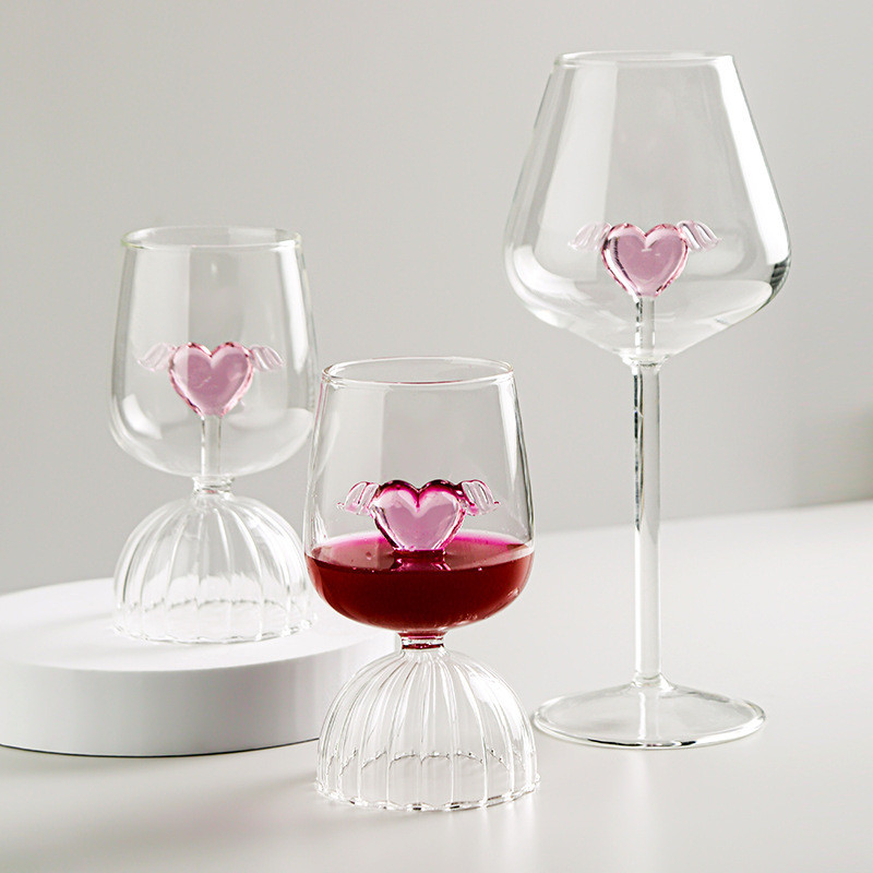 Internet Celebrity Ins สไตล์ Pink Glass Wine Glass Creative Cupid Love Glass Red Wine Goble