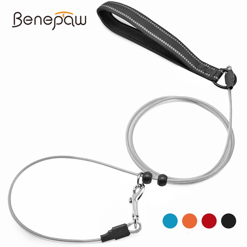Benepaw สายจูงสุนัข ลวดเหล็ก กันลื่น สะท้อนแสง ด้ามจับไนล่อนนุ่ม สําหรับฝึกสุนัข ขนาดเล็ก กลาง