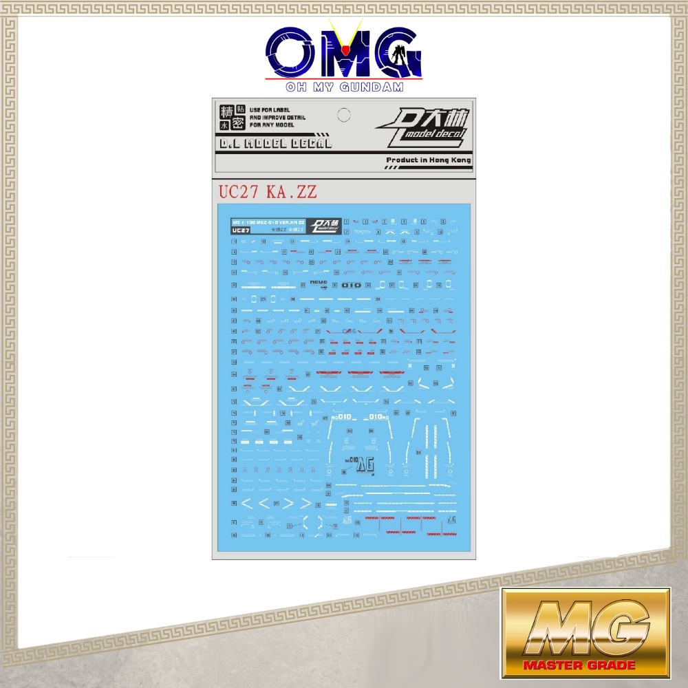 รูปลอกน้ําต้าหลี่ UC27 MG ZZ Ka. สติ๊กเกอร์น้ํา MG ZZ Ka Water Decal ZZ V Ka ZZ Ver Ka Z Decal สติ๊ก