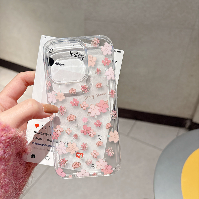 SAMSUNG แฟชั่นดอกไม้สีชมพูสดเคสโทรศัพท์สําหรับsamsung A02 A02S A03 A04 A04S A05 A05S A10 A10S A11A12 A13 A14 A15 A16 A20 A20 A20S A21S A23 M02 M10 นุ่ม