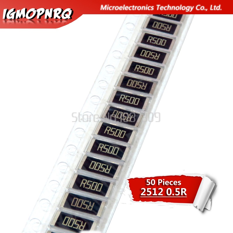 ตัวต้านทาน 2512 SMD 1W 5% 0.5R 0.5 โอห์ม R500 50 ชิ้น