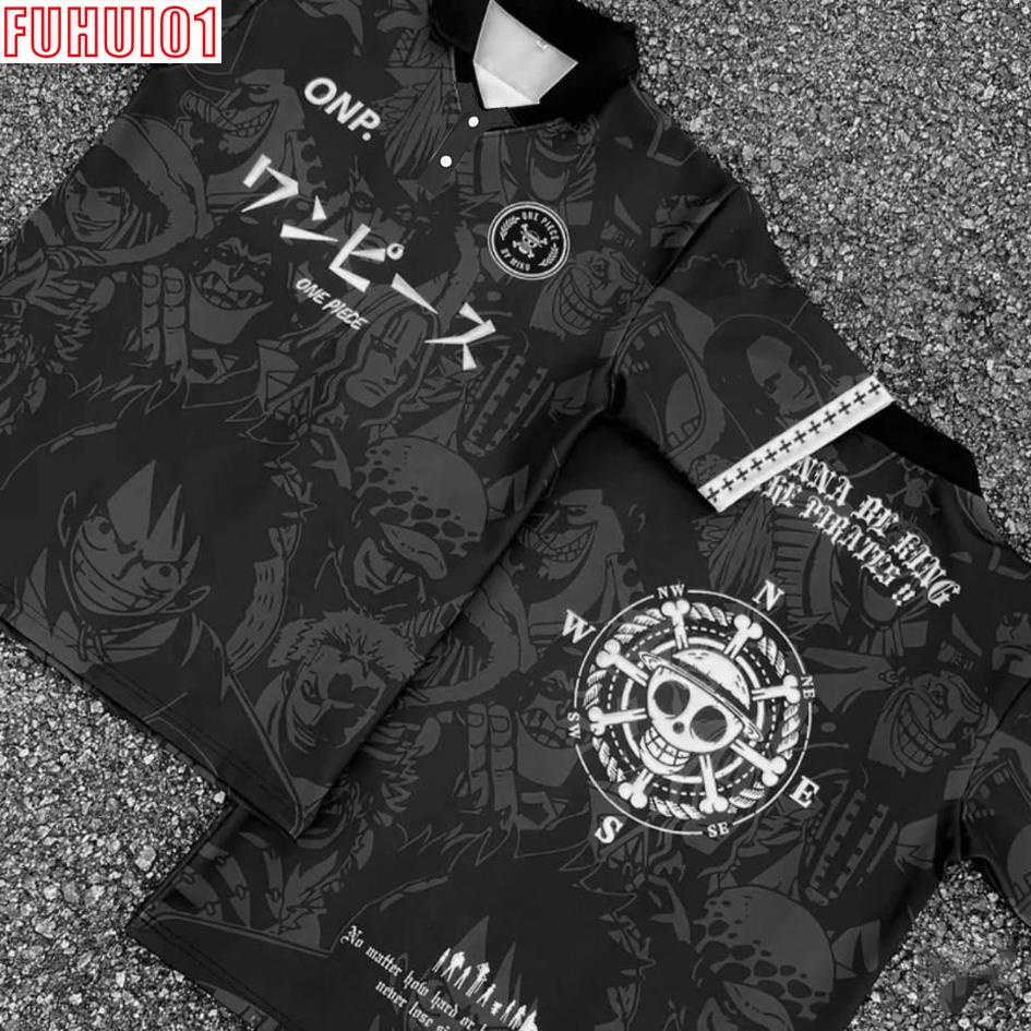 เสื้อกีฬาแขนสั้น ผ้าไมโครไฟเบอร์ ลาย ONE PIECE Jersey COLLAR ANIME Luffy Gear 5 ดีไซน์ใหม่ล่าสุด สไตล์เรโทร -q2231