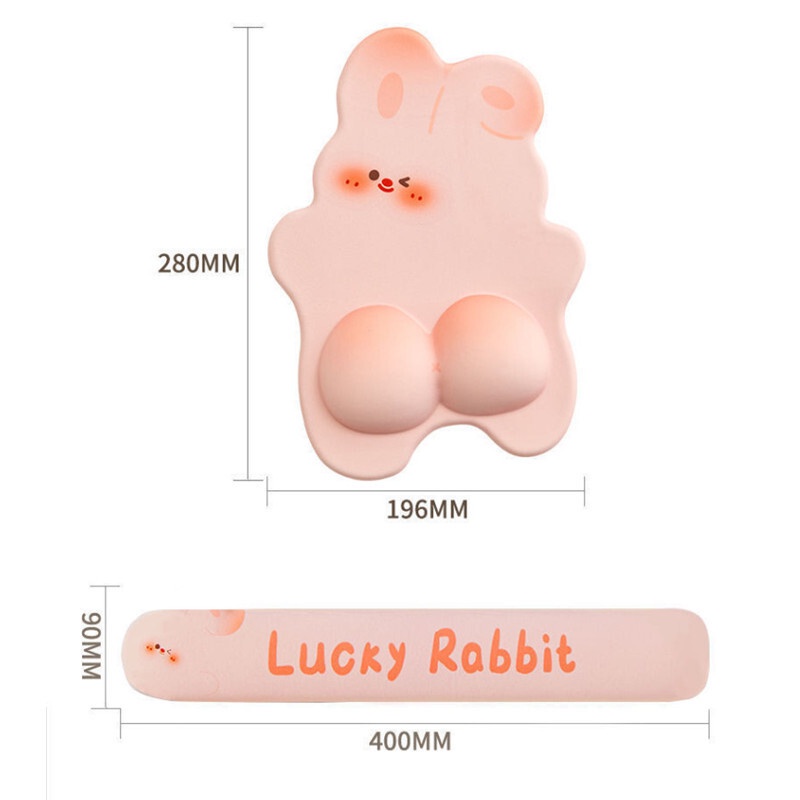แผ่นรองเมาส์ และคีย์บอร์ด ลายกระต่ายน่ารัก สีชมพู