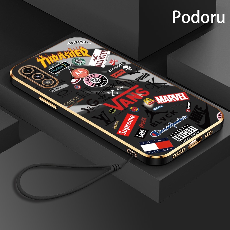 เคส Motorola Moto E20 E6s 2020 E7 E7i power E7 Plus Edge 20 เทรนด์แบรนด์เคสโทรศัพท์ Neo กันกระแทกชุบฝาครอบ