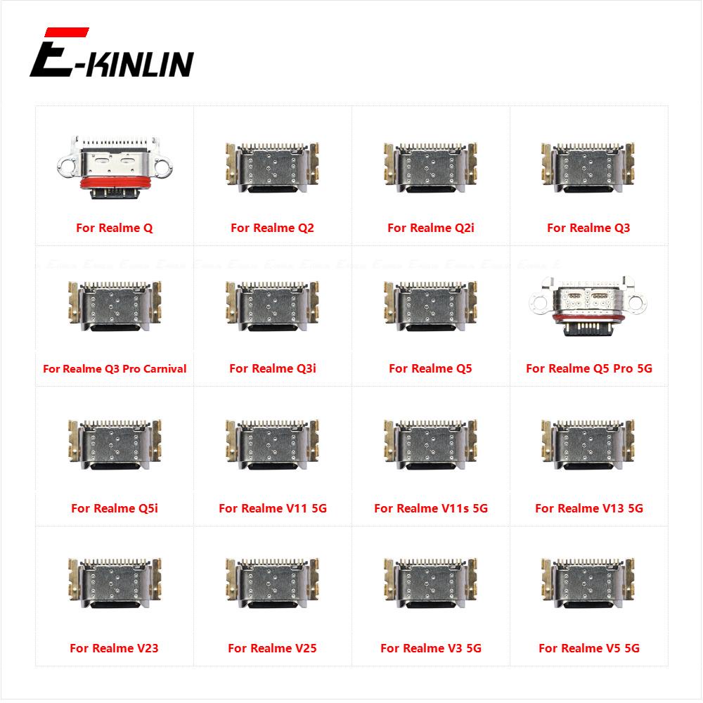 USB Connector ซ็อกเก็ตพอร์ตชาร์จแท่นชาร์จสําหรับ OPPO Realme Q Q2 Q2i Q3 Q3i Q5 5G Q5i Pro V11 V11s 