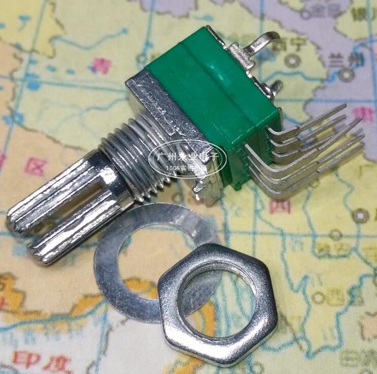 2PCS RK097 คู่แนวตั้ง B100K B104 6 Pin ปิดผนึก Bent ฟุตปริมาณ Potentiometer