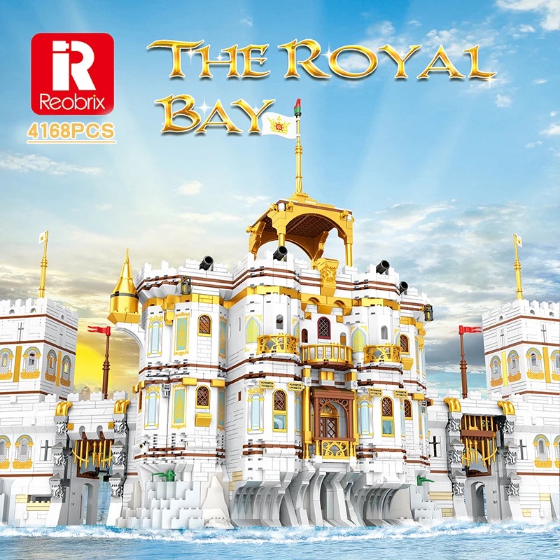 Rebrix Block 4168 Middle Ages Noble Royal Bay Castle Model Caribbean Navigation Assembly Building Bl