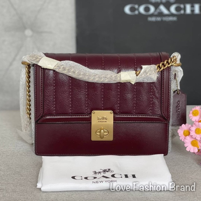 ผ่อน0%~แท้100%89066 กระเป๋าสะพาย Coach Hutton Shoulder Bag With Quilting