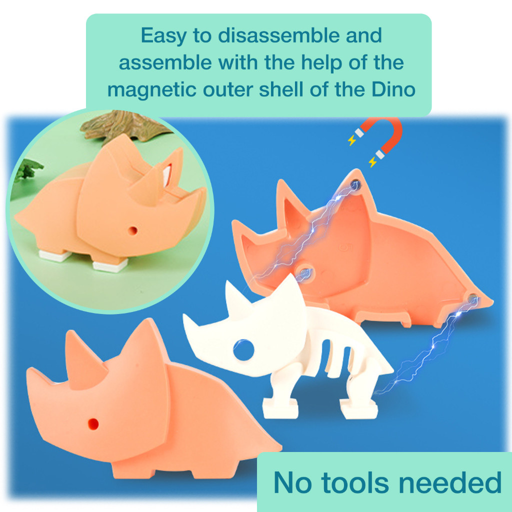 hot🔥การประกันคุณภาพ🔥 import Kids Magnetic Dinosaur Toys 4 In 1 Children 3 Years Old And Above Lig