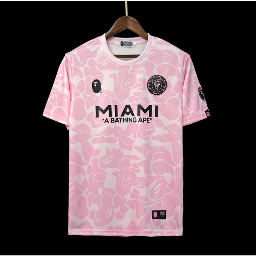 เสื้อกีฬาแขนสั้น ลายทีม Miami & BAPE 23-24 ไซซ์ XS-3XL
