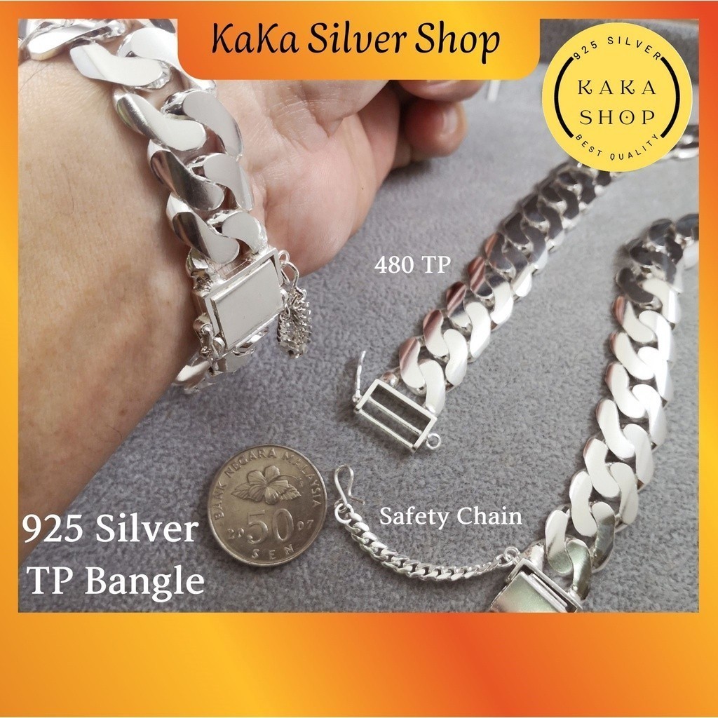 สร้อยข้อมือเงิน 925 480 TP กําไลข้อมือผู้ชาย Gelang Tangan TP Rantai Kecil Lelaki Perak 925