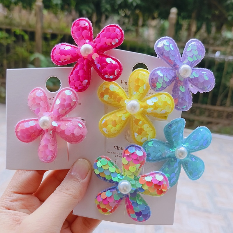 ใหม่ กิ๊บติดผม ลายดอกไม้ เกล็ดน่ารัก เครื่องประดับผม สําหรับเด็กผู้หญิง 2 ชิ้น